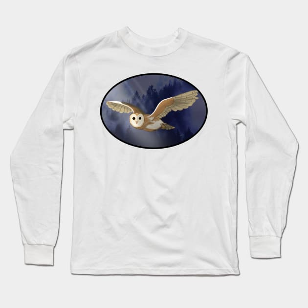 Barn Owl Oval Long Sleeve T-Shirt by Aeriskate